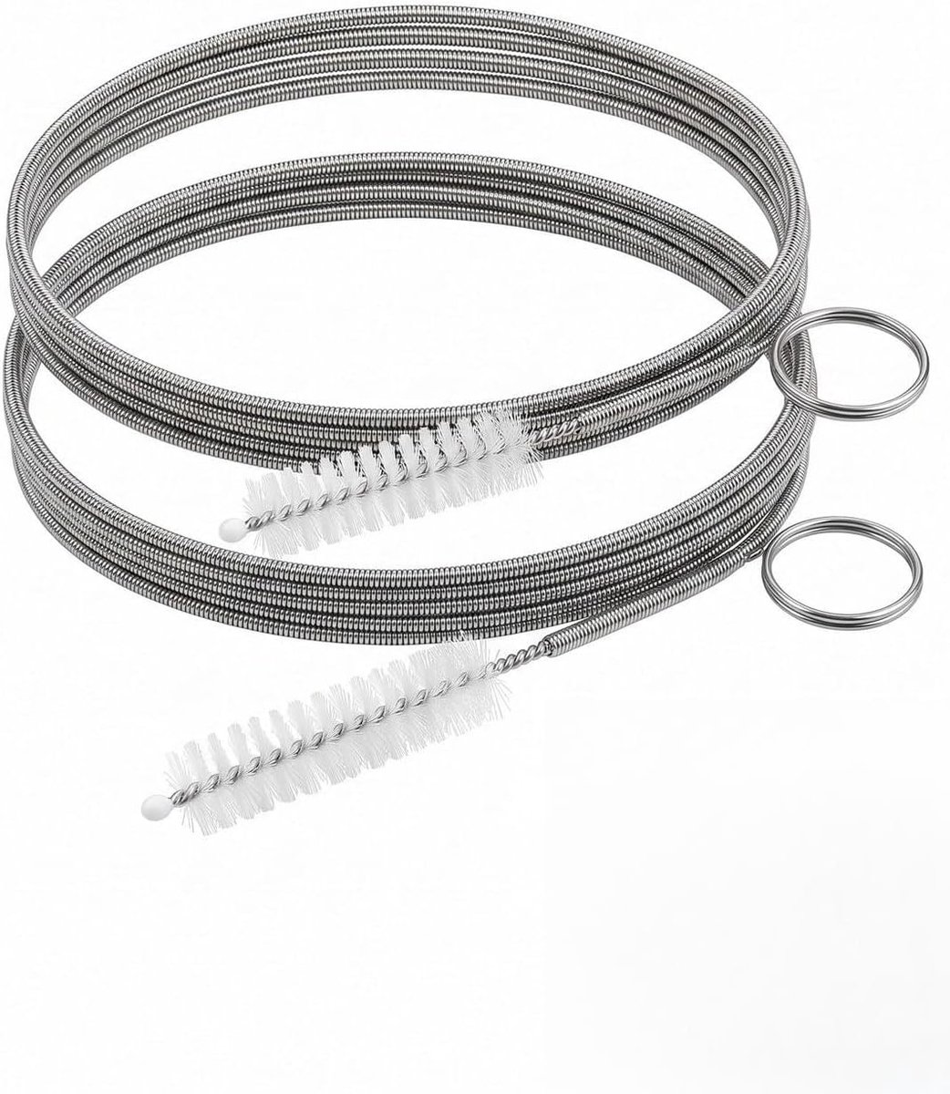 Flexibele buisborstel 150 cm - roestvrijstalen slangborstel - dieptereiniging - ideaal voor lange rietjes en slangen - ShopVlot