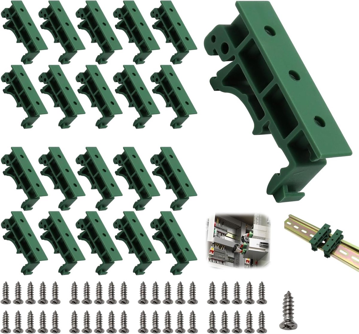 DIN rail adapters 10 paar - 35 mm - robuste PA66 PCB houder - ideaal voor industriële montage - ShopVlot
