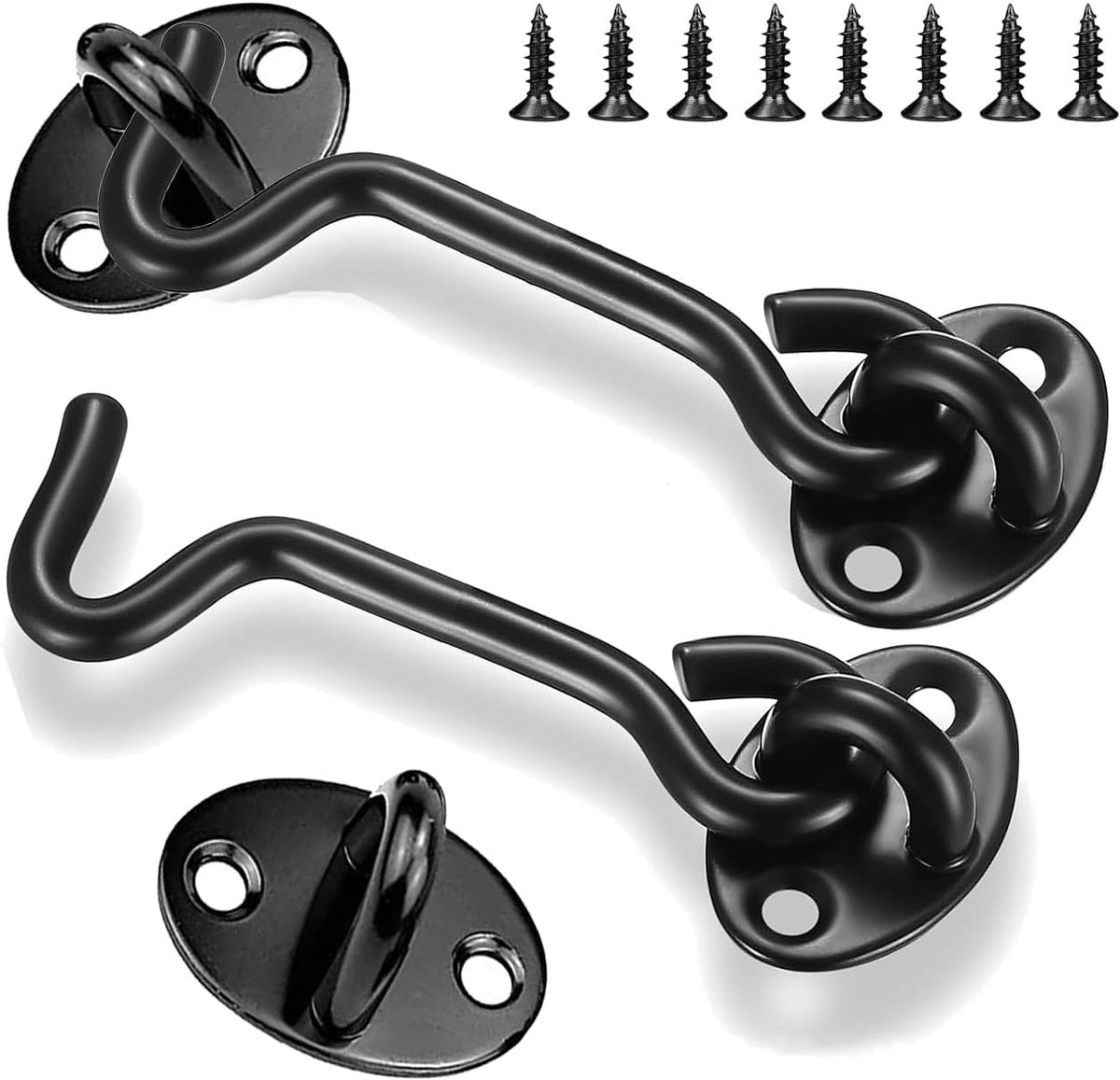 Deursluiting haak en oog 3 inch - zwart - stevige constructie - ideaal voor schuifdeuren - ShopVlot