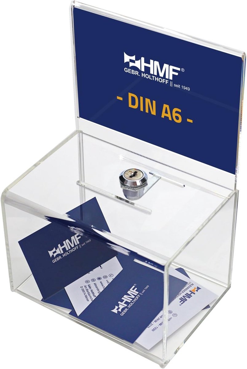Stemmurn DIN A6 110 x 155 x 110 mm - robuust acryl - cilinderslot - ideaal voor donaties - ShopVlot