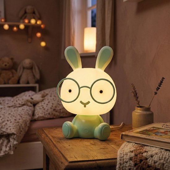 Luxus Nachtlamp Kinderkamer Bunny - Roze - Nachtlampje baby - Voor kinderen - Slaapkamer - 7 kleuren licht - RGB - Bluetooth speaker - Draadloos - Oplaadbaar van Merkloos — afbeelding 5