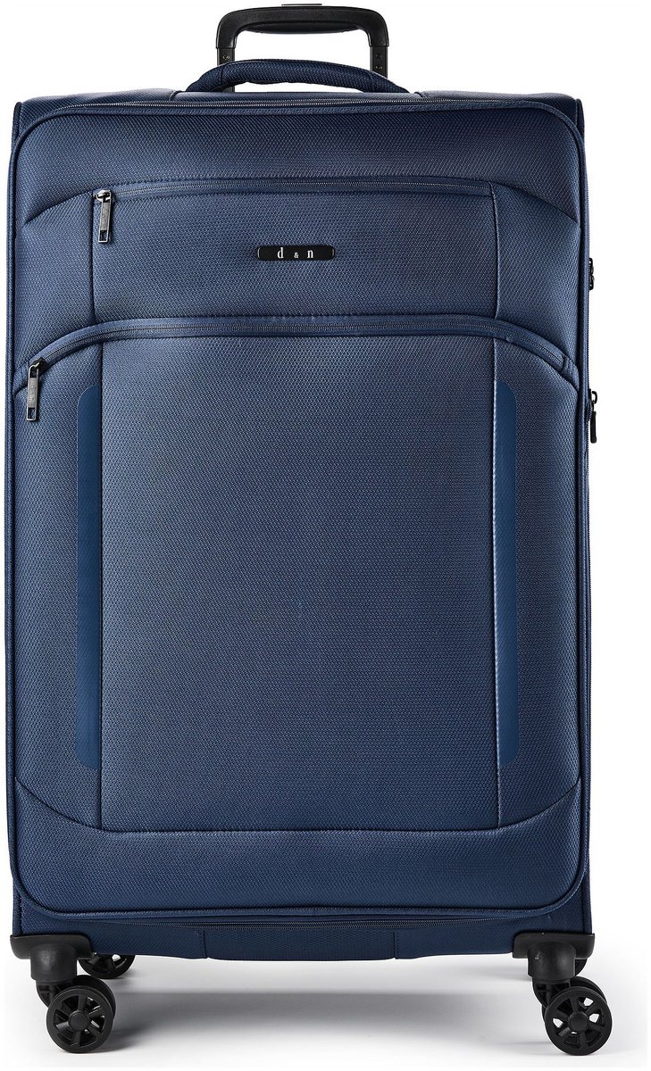 d & n Travel Line 9804 4 wielen Trolley L 78 cm met uitbreidingsplooi - Zachte bagage - TSA slot - dark blue