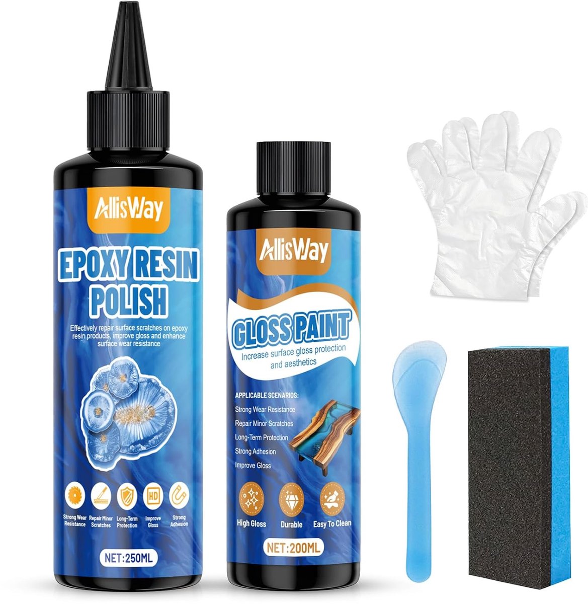 Epoxy resin polijstset - polijstpasta en glansverf - geschikt voor epoxy en acryl - herstelt transparantie - ShopVlot