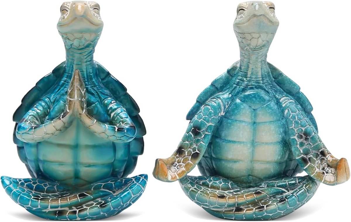 Turtle yoga decoratie - 2 stuks - creatief resin - voor een serene sfeer thuis - ShopVlot