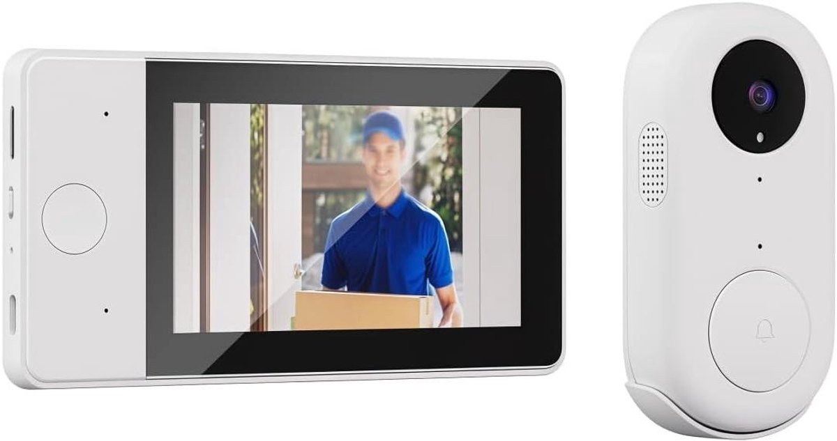 Videodeurbel met Monitor - Draadloze Deurbelcam - Bezoekers Ontvangen - Geen WiFi Nodig - 43 inch Scherm - Zwart