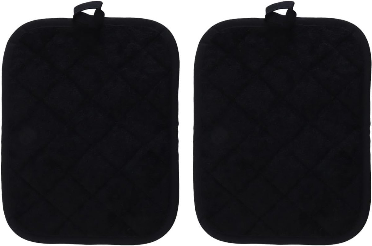 Potholders 18 x 23 cm - Zwarte Katoenen Ovenwanten - Met Oppakken voor Keuken Gereedschap - Bescherming tegen Hitte - ShopVlot