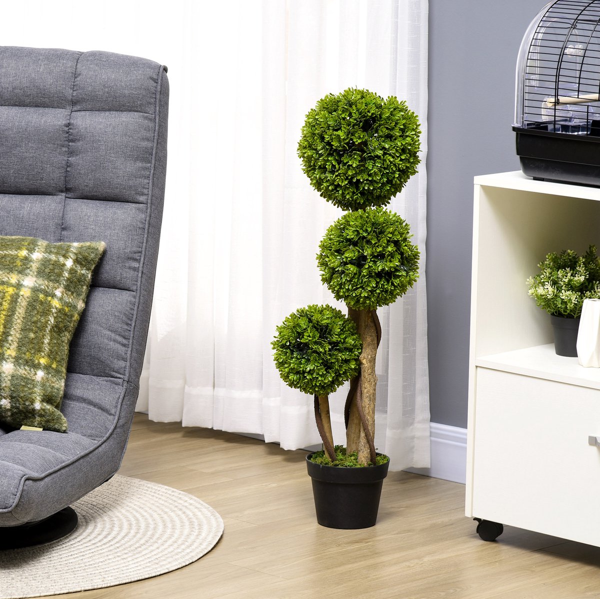 FloraGrace Kunstplant – Realistische Buxusvorm – 90 Cm – Kunststof – Groen – Voor Binnen En Buiten – Met Pot En UV-Bescherming