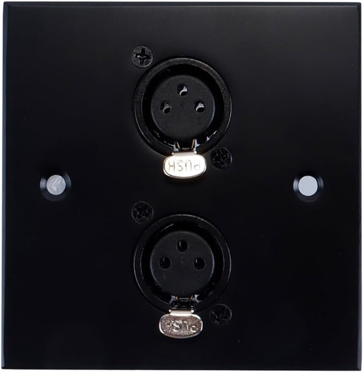 XLR vrouwelijke wandcontactdoos - dubbele aansluiting - geborsteld aluminium - ideaal voor audioverbindingen - ShopVlot