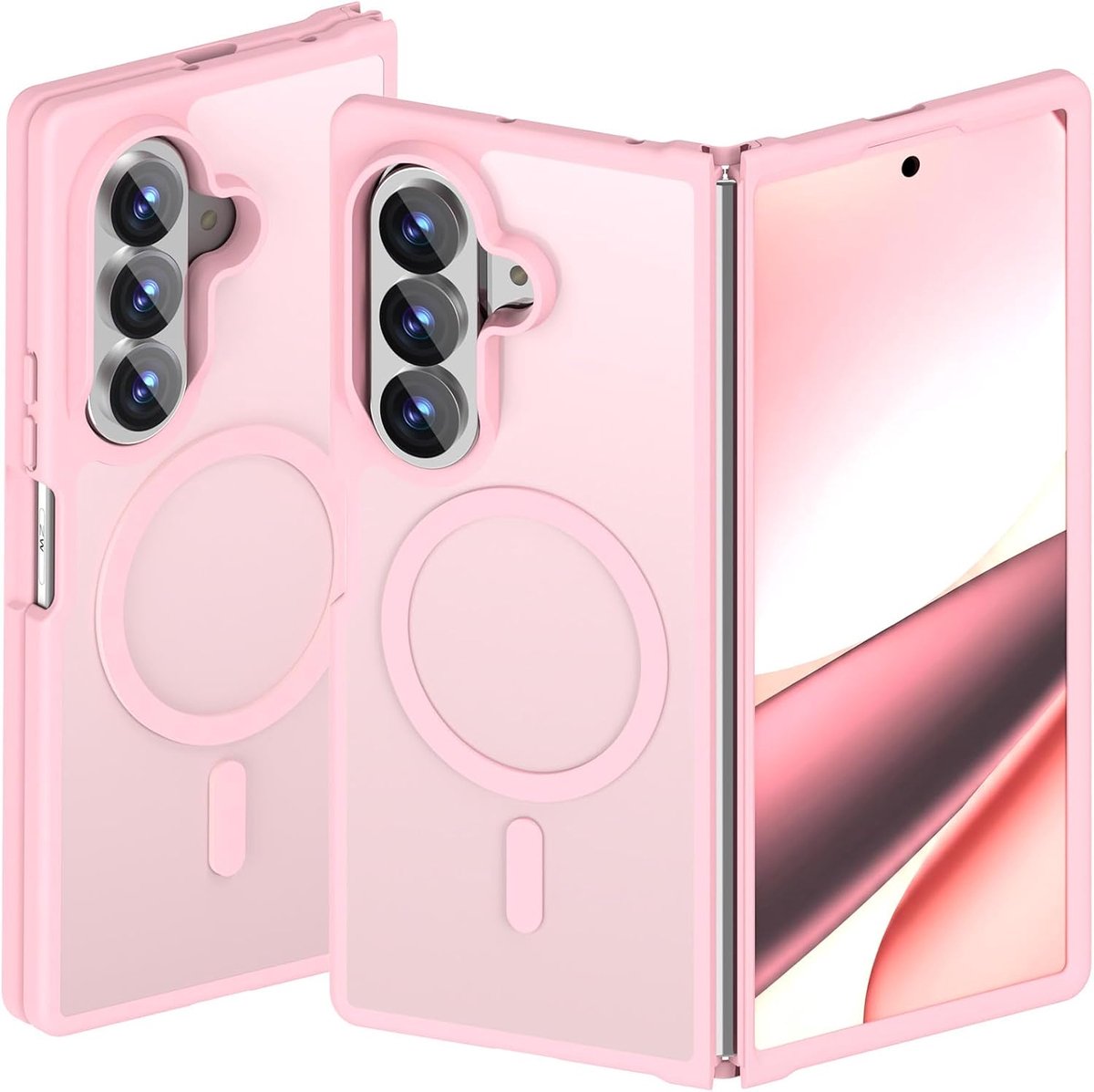 Hoesje Geschikt voor Samsung Galaxy Z Fold8 Ultra - Licht Roze - Casemania Magnetisch Matte Armor Back Cover - Val/Stoot Bescherming Telefoon - Geschikt voor MagSafe en Draadloos Opladen