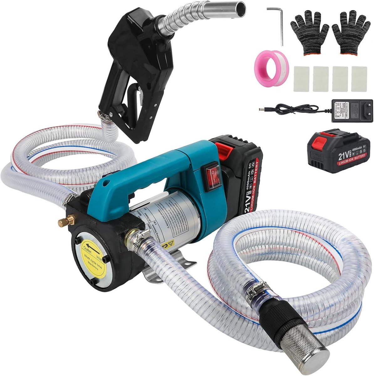 Dieselpomp accu 45 l/min - elektrische brandstofpomp - draadloos - ideaal voor stookolie. - ShopVlot