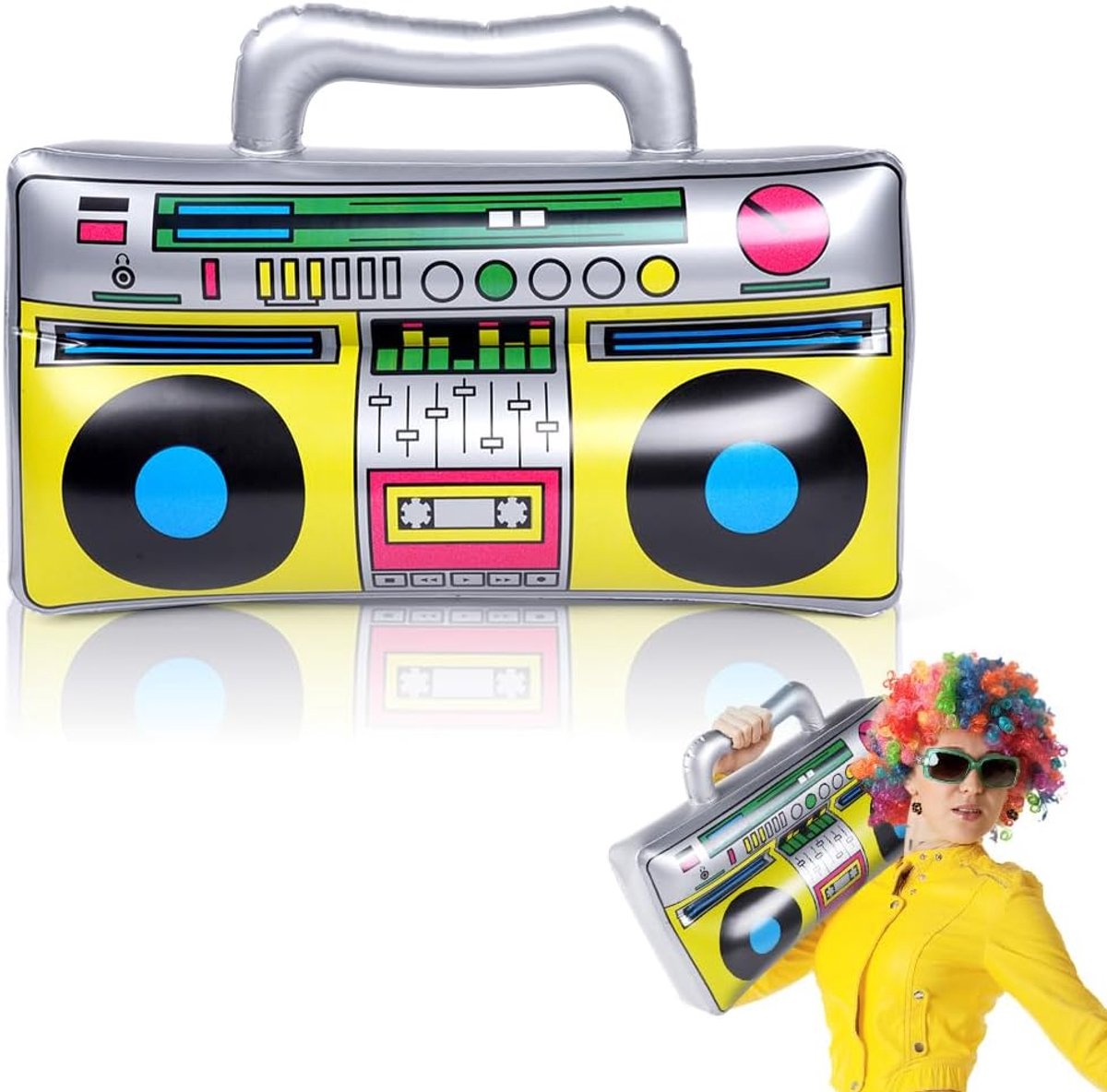 Opblaasbare boom box - Retro 80s 90s design - Feestdecoratie - Perfect voor verkleedpartijen - ShopVlot