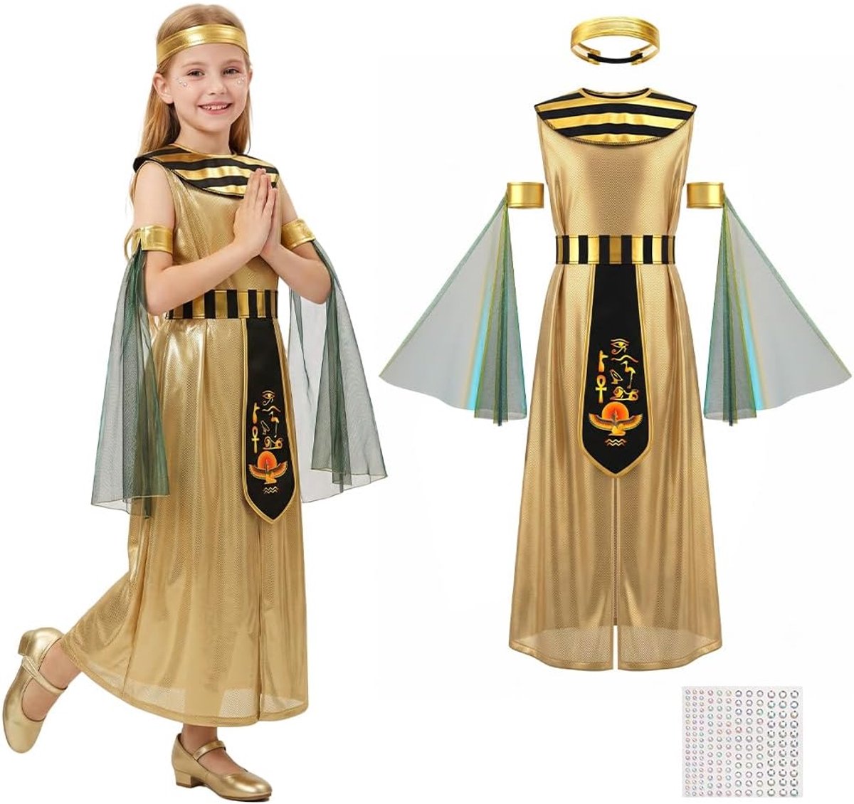 Kleopatra kostuum voor kinderen - maat 128 - met accessoires - perfect voor carnaval - ShopVlot