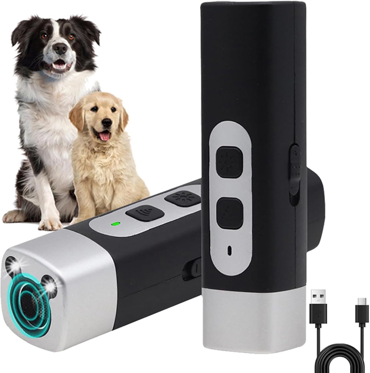 Zacht ultrasoon anti-blafapparaat voor honden – Met zaklamp – Rustige meester – Zachte training voor een rustig huis – Zwart