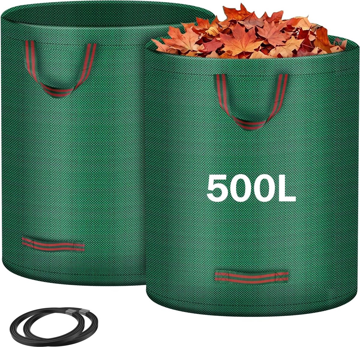Tuinafvalzakken 2 x 500 liter - scheurvast polypropyleen - herbruikbaar en opvouwbaar - ideaal voor bladeren - ShopVlot