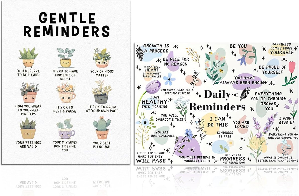 SnelShoppen - 2Pcs Positieve Affirmaties Posters voor Kinderen - Inspirerende Wanddecoratie voor Kantoor, Woonkamer, Slaapkamer en Yoga Studio - Canva
