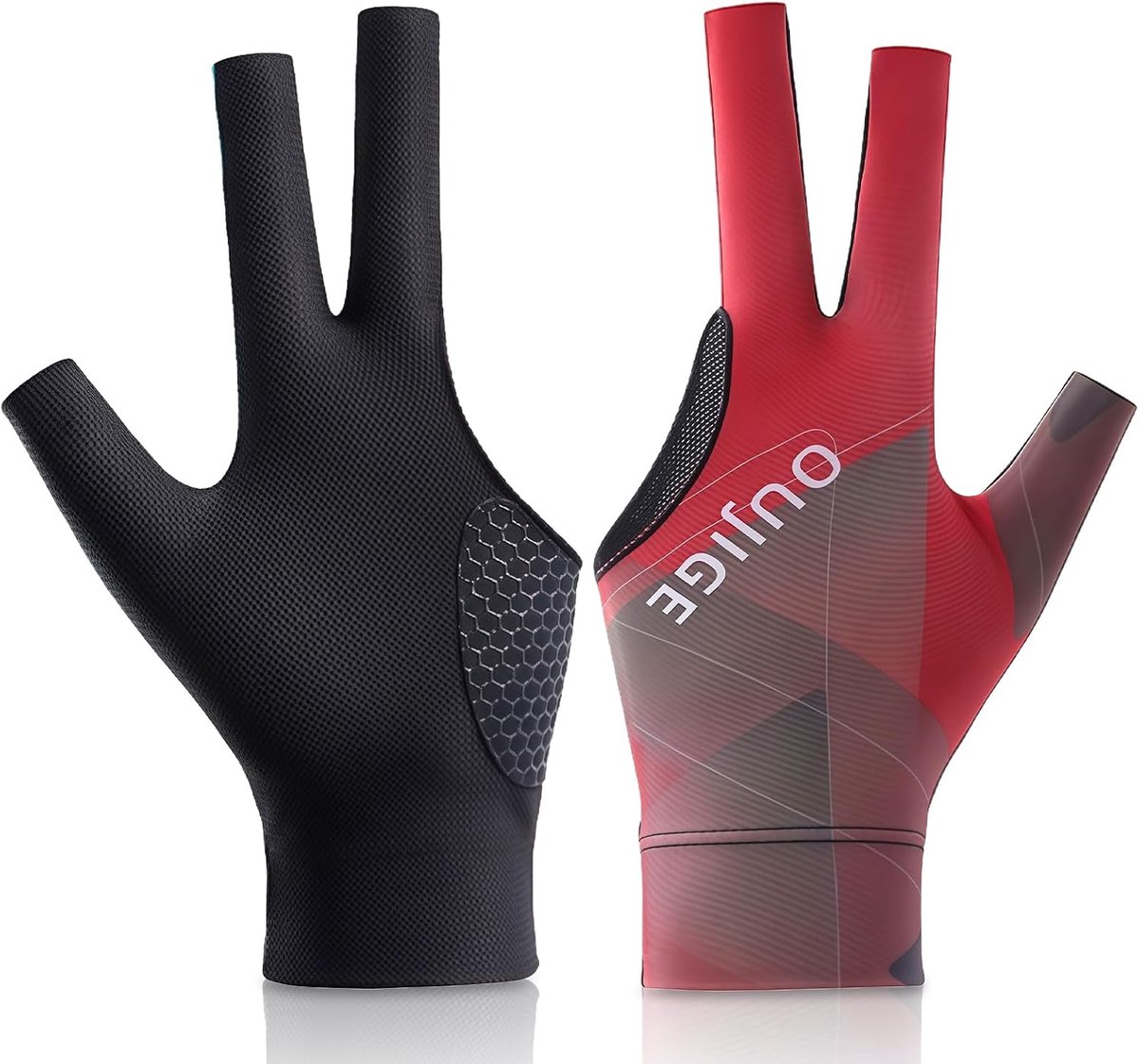 biljarthandschoen zwart rood - maat uni - ademend materiaal - comfortabele grip - ShopVlot