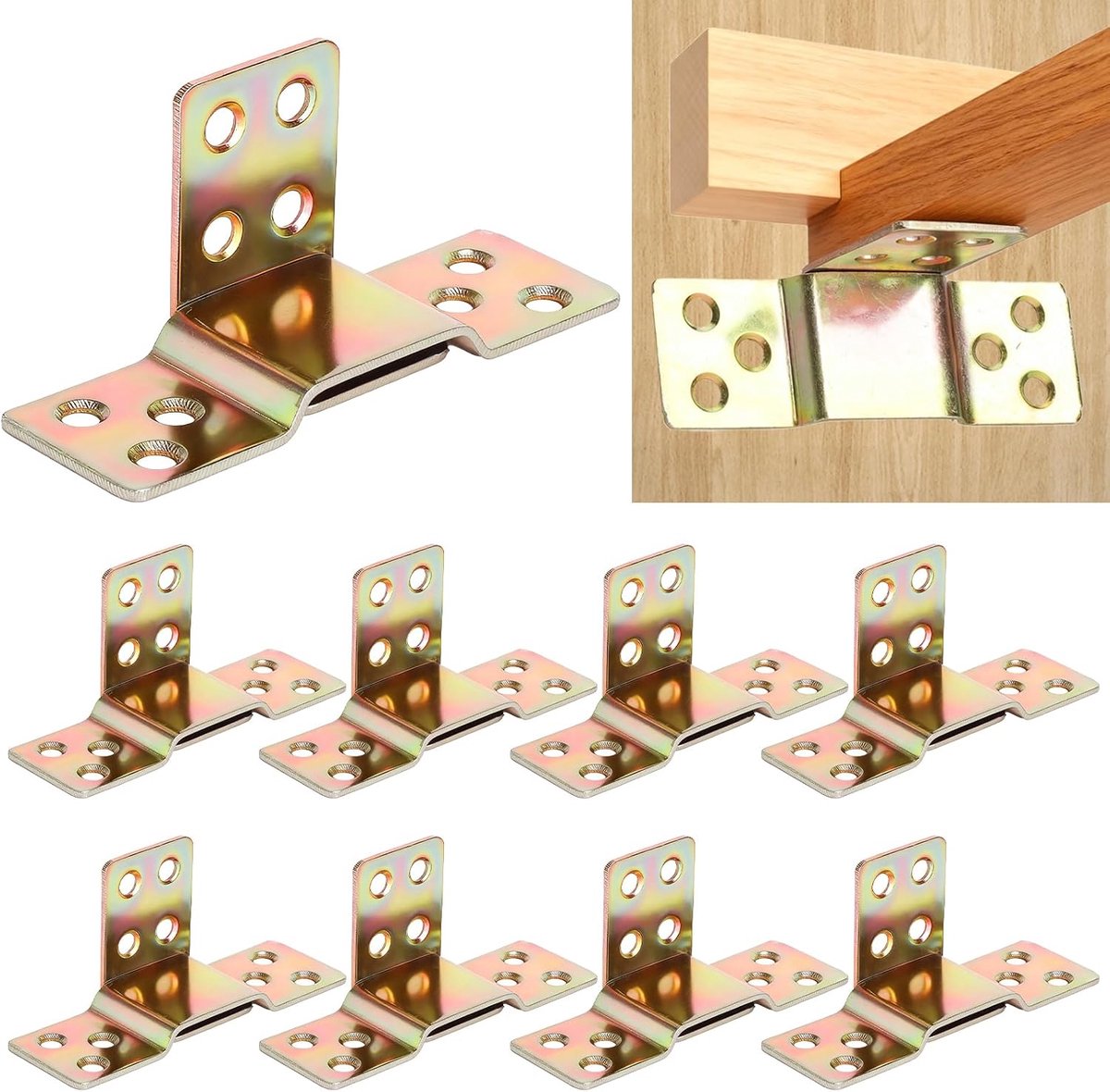 Bed connectors 10 stuks - hoekbeugels staal - 90 graden ondersteuning - veilige verbindingen voor bedframes - ShopVlot