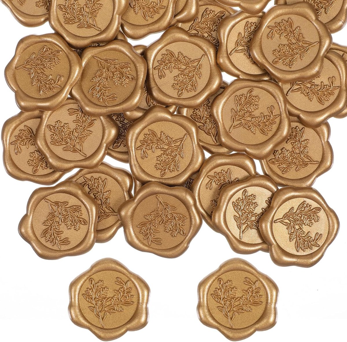 Waszegel zelfklevend 30 stuks - antieke gouden plantenzegelstickers - retrodesign - ShopVlot