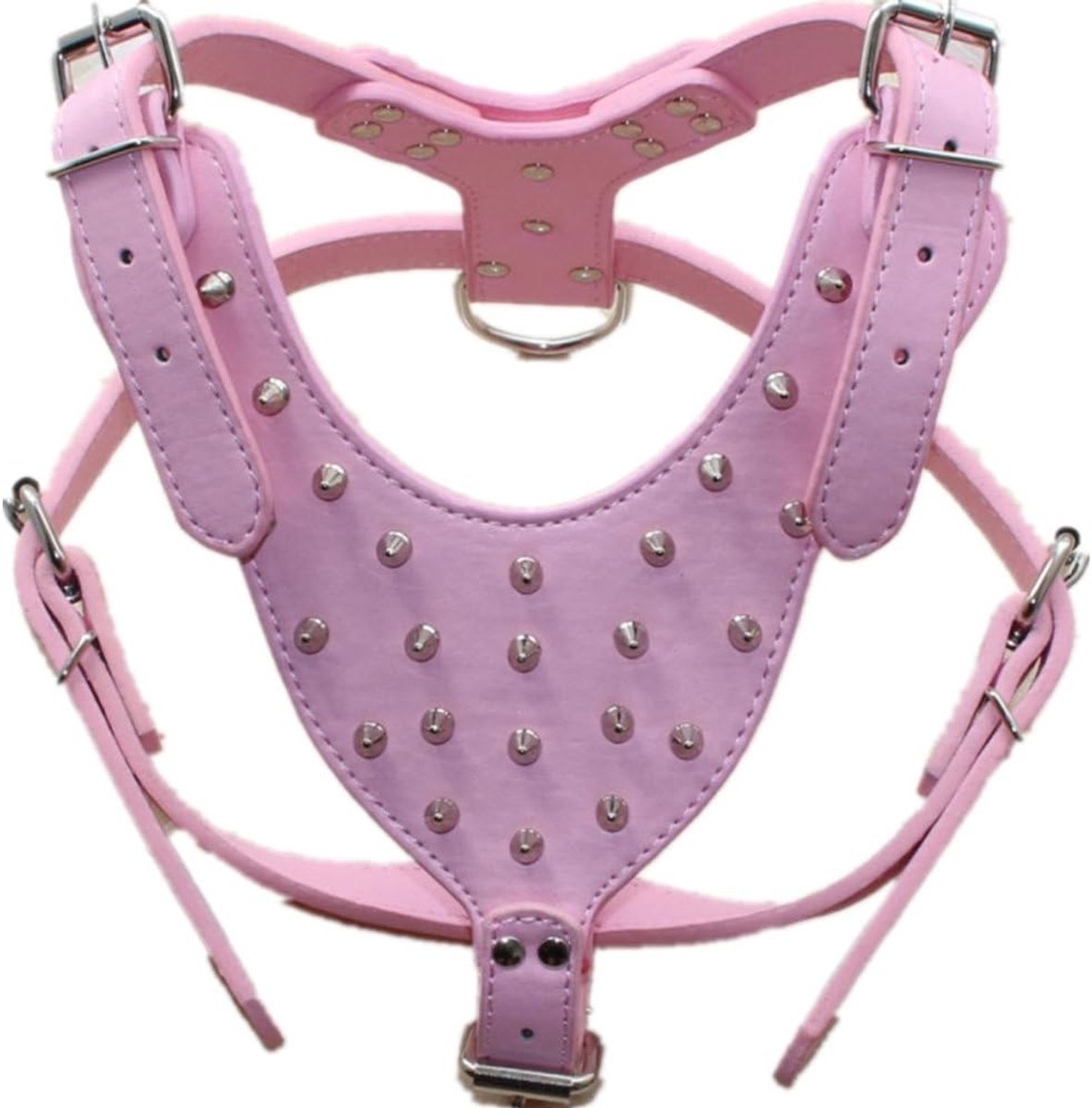 Halsbanden en Harnassen Set - Medium/Large - PU Leer - Modieuze Spike Design - Comfortabel Wandelen - ShopVlot