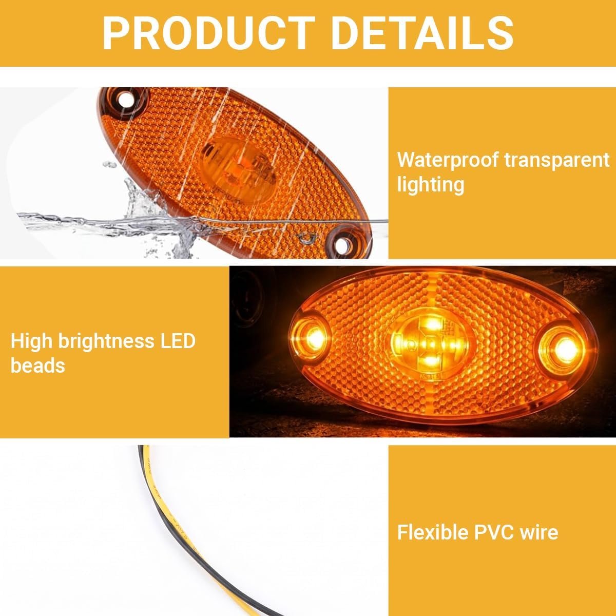 Zijmarkeerlamp 12V - Amber - Flits- en signaalfunctie - Betrouwbare verlichting voor vrachtwagen - ShopVlot
