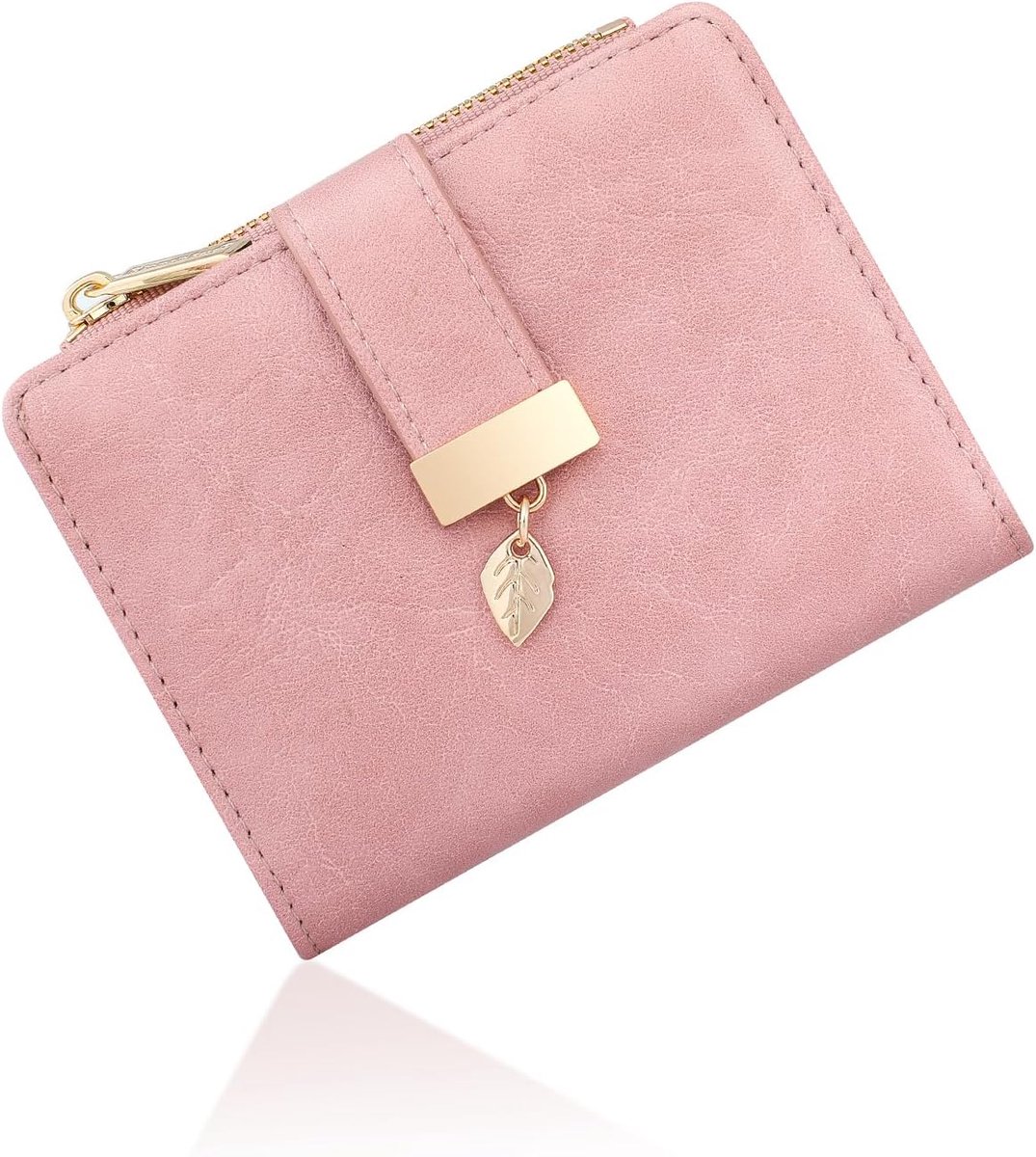 Damesportemonnee klein - roze kunstleer - RFID-bescherming - compact en praktisch - ShopVlot