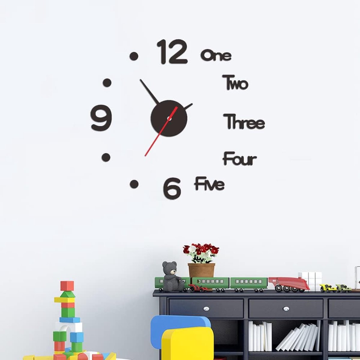 Wandklok 3D Groot - Frameloos Design - Stille Chip - Perfect voor Thuis of Kantoor - ShopVlot