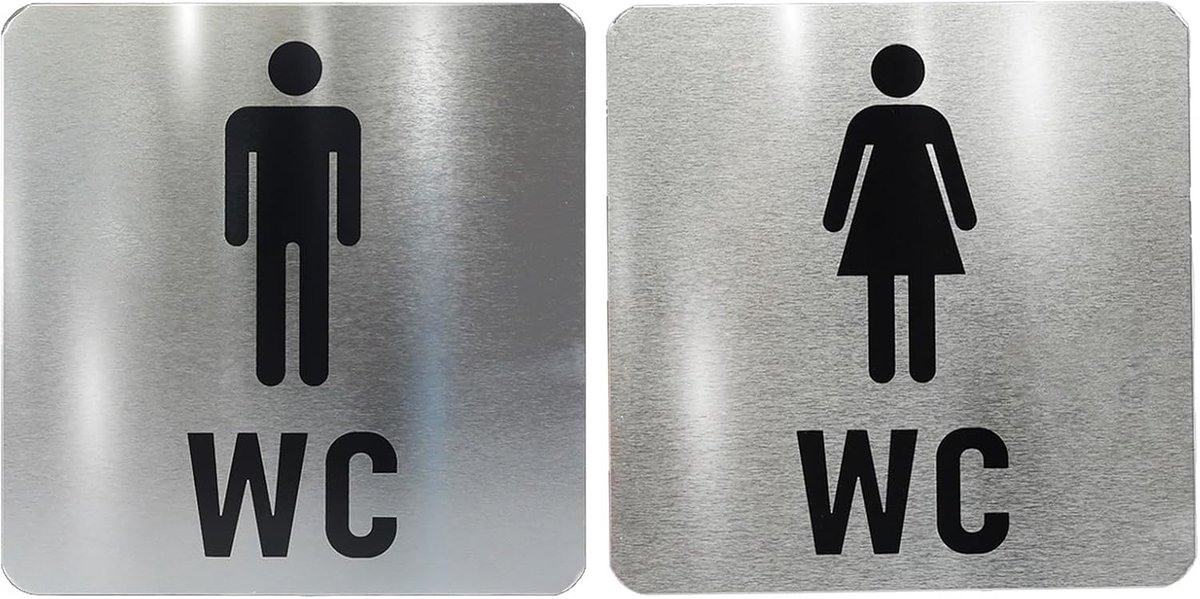 Wc-bordjes 12 cm - roestvrij staal - vierkant - zelfklevend voor toiletten - ShopVlot