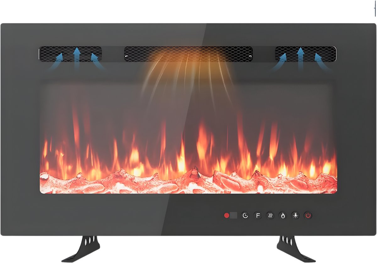 Elektrische Sfeerhaard 76 cm 1800W - Inbouw & Wandmontage - Met Afstandsbediening - EU Stekker