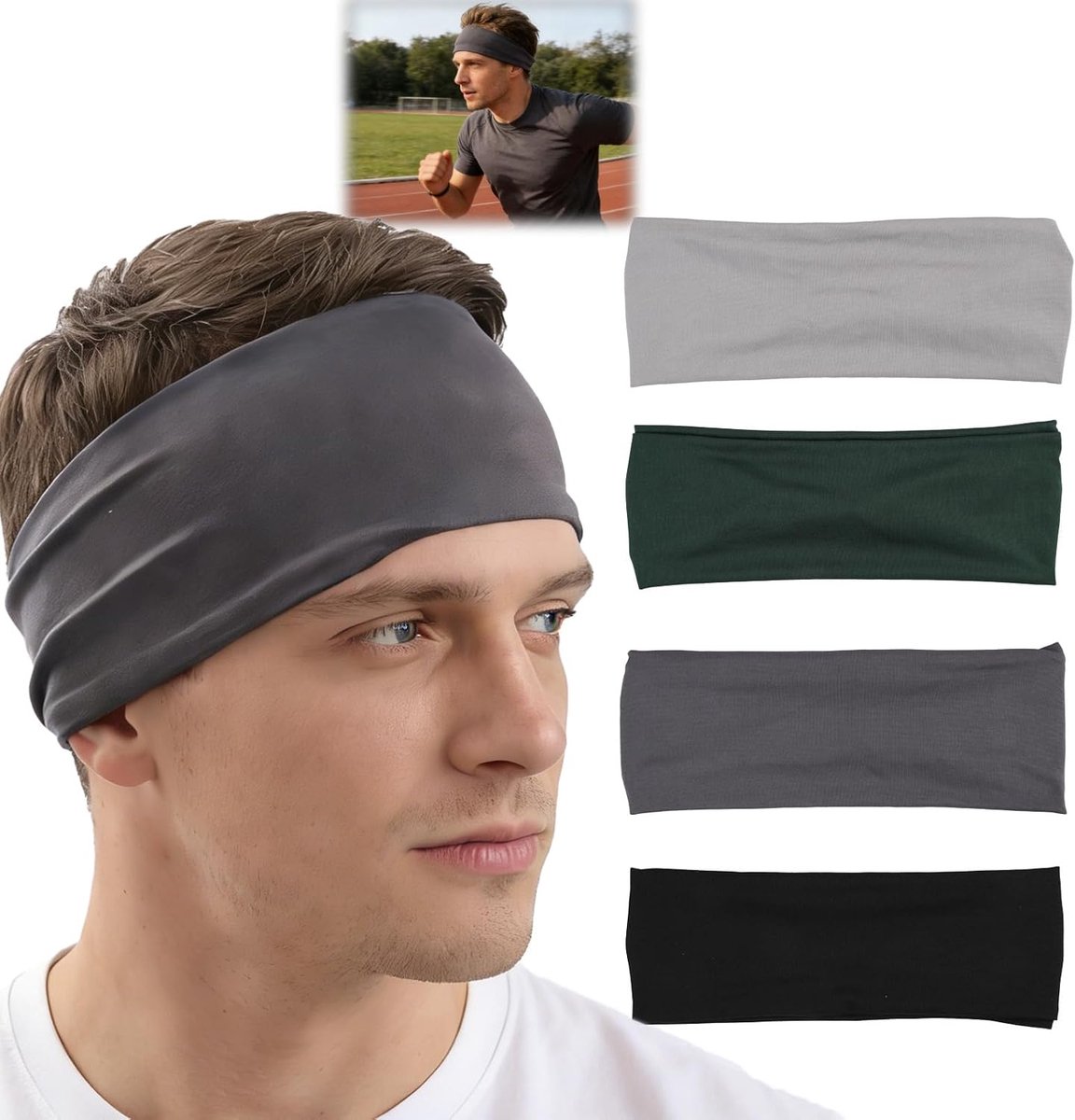Sporthoofdband 4-pack - Ademend - Sneldrogend - Ideaal voor fitness - ShopVlot