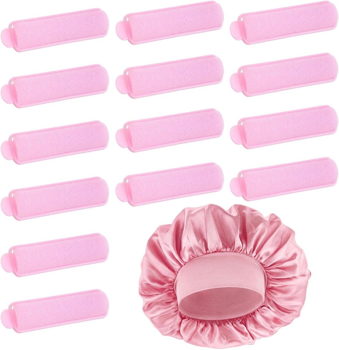 Sponskrultangen 1,5 cm - Roze slaapmuts - Hittevrij en strijkvrij - Voor gezonde krullen - ShopVlot