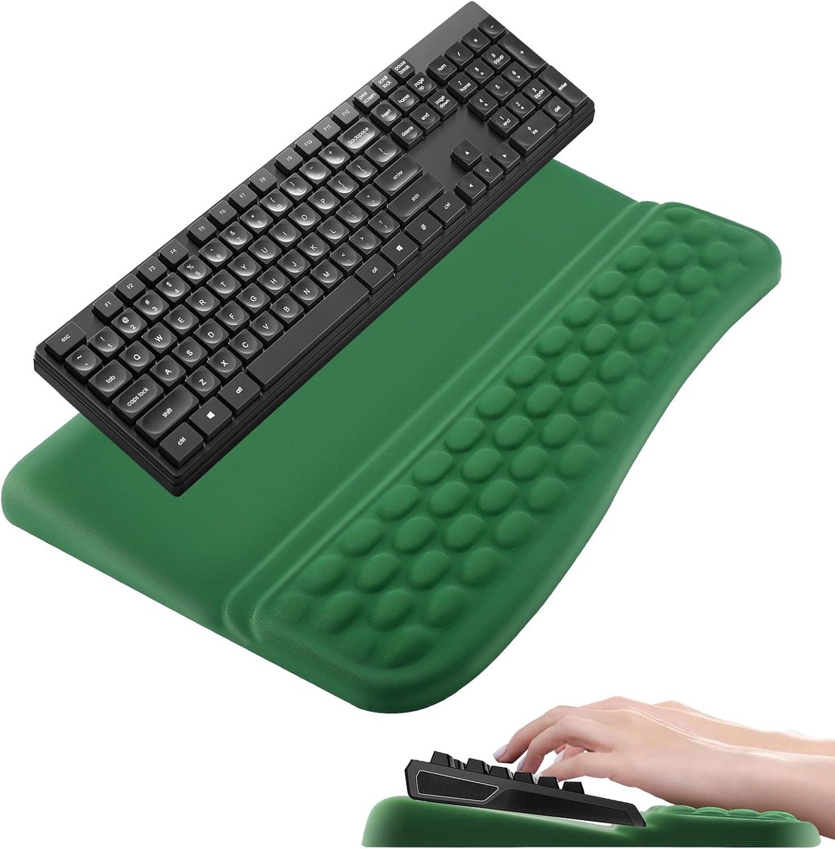 Toetsenbord en muismat set met ergonomische polssteun - Geheugenfoam - Antislip - Pijnpreventie voor thuis en kantoor - ShopVlot