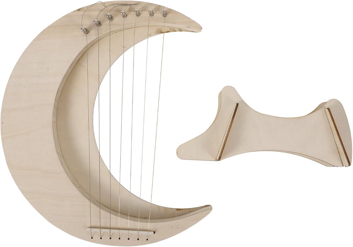 SnelShoppen - Harp van Hout, 7-Snarige Draagbare Maanharp, Kleine Houten Harp voor Beginners, Muziekinstrument voor Thuis en Leren van Muziek