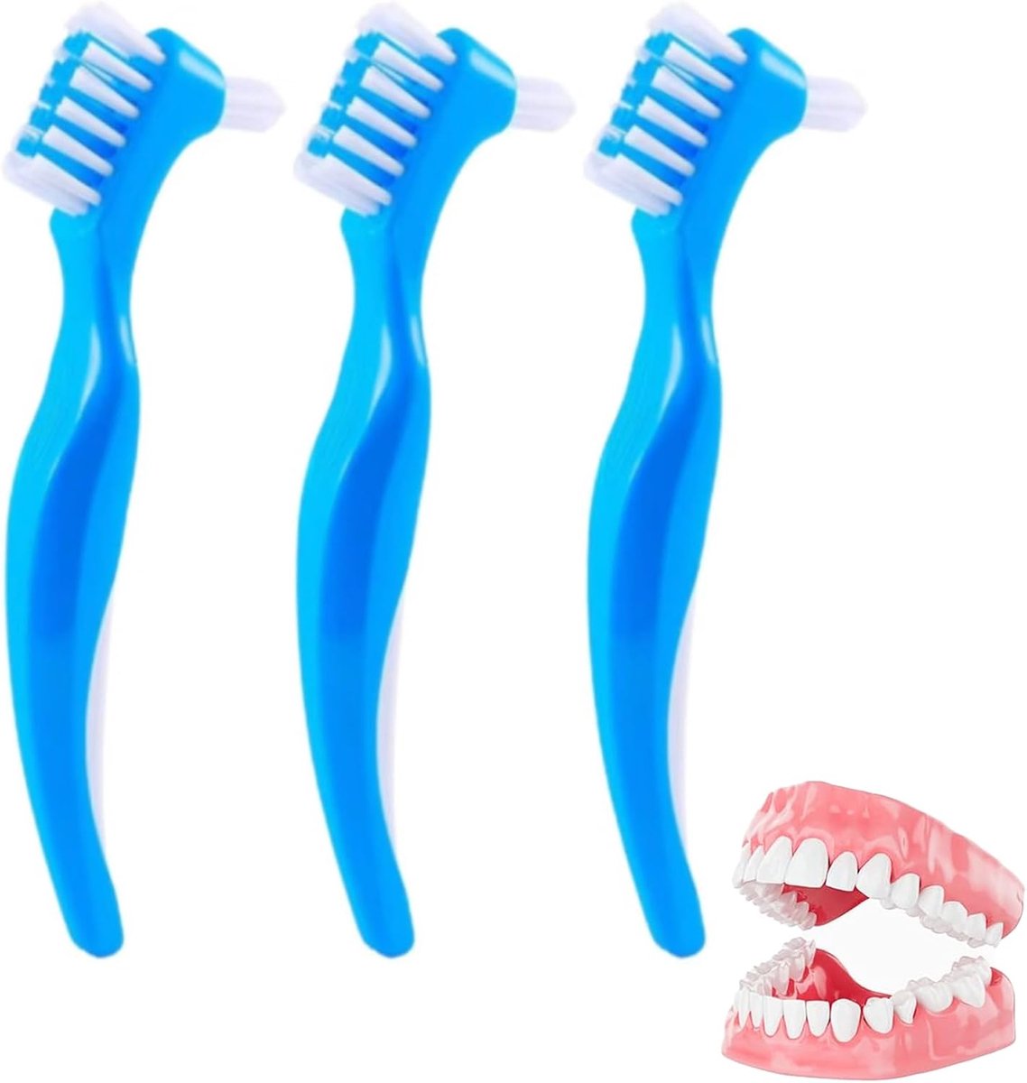 Dentuurborstel set 3 Stuks - Hard Borstel - Rubber Handvat - Voor Zachte Reiniging - ShopVlot