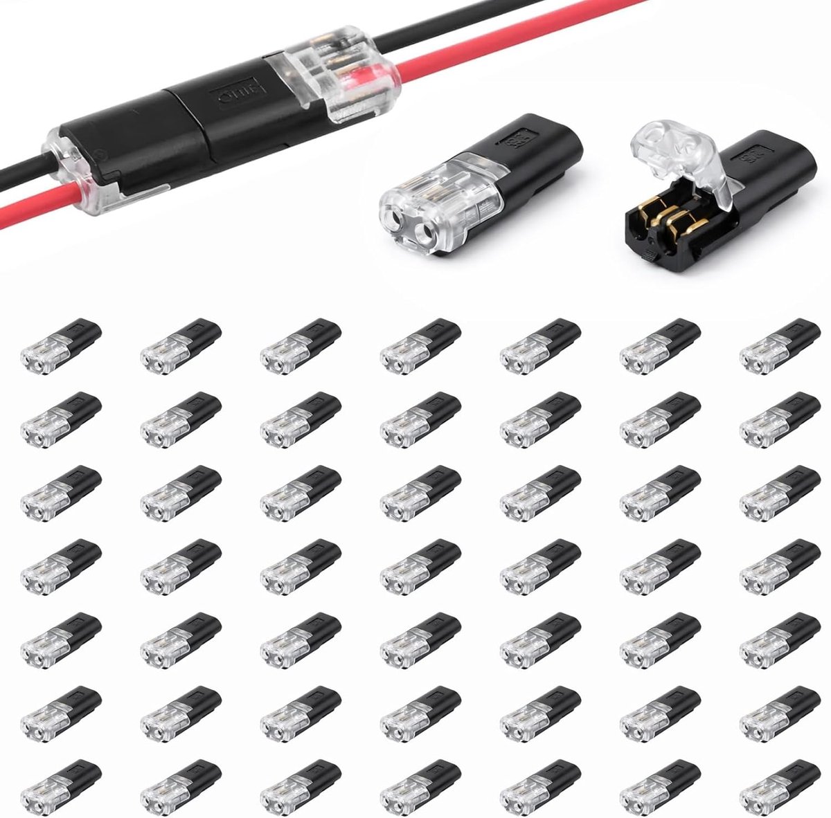 Autostekkers 50 stuks - 2-polige stekkerverbinding - waterdichte connectoren - snel aansluiten voor 18-22 AWG kabels - ShopVlot