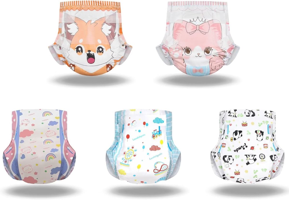 Volwassenen luiers medium - 10 stuks met print - Lekvrij en super absorberend - Ideaal voor een goede nachtrust - ShopVlot