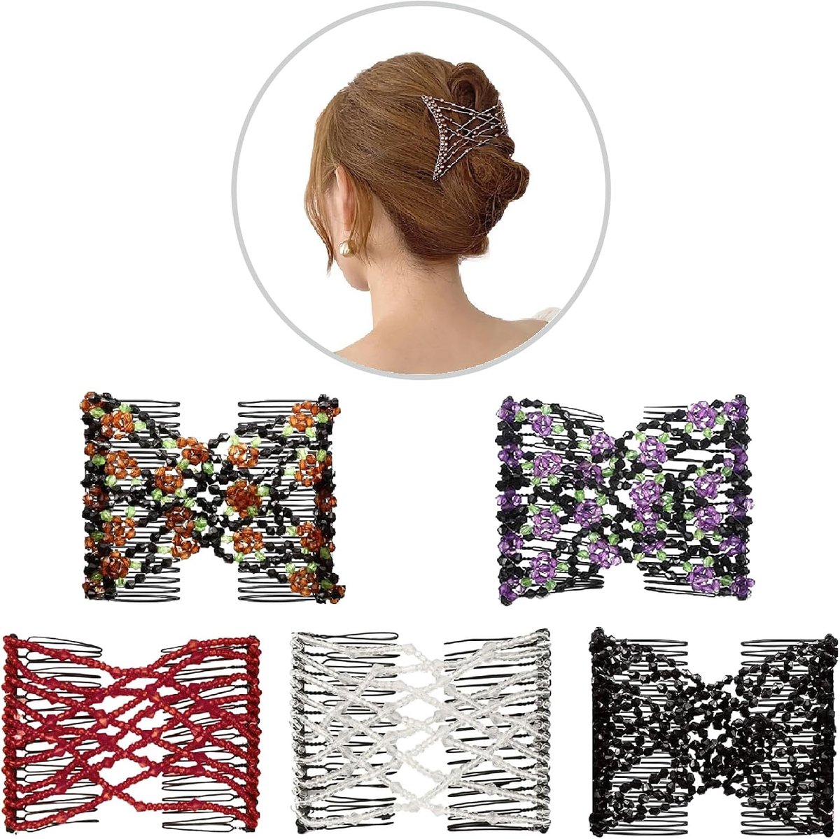 Haaraccessoires 5 Stuks - Magische Kam met Parels - Dubbel Rekbare Haarspelden - Creëer Diverse Hairstijlen - ShopVlot