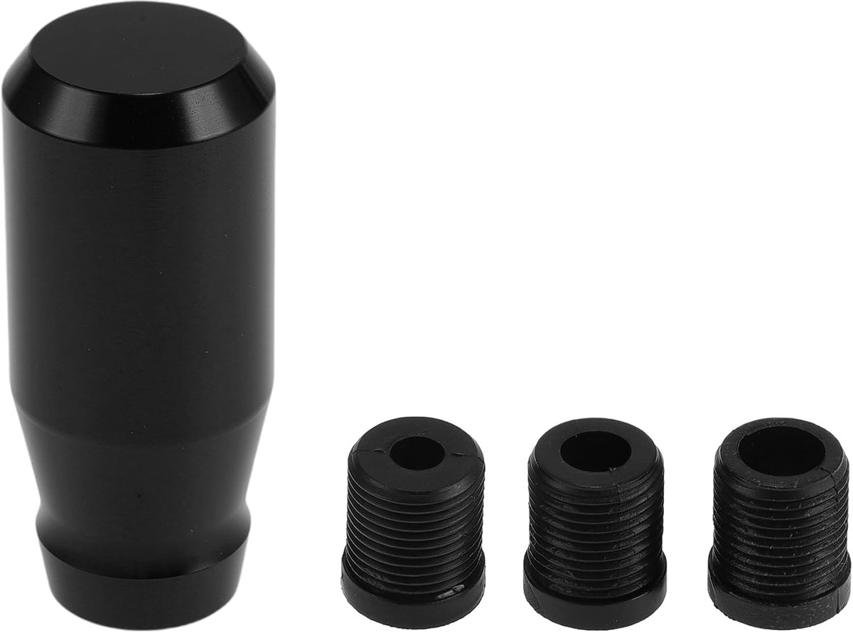 Versnellingspook Knop 8cm - Universeel Aluminium Zwart - 3 Adapters voor Automatische en Handmatige Voertuigen - ShopVlot
