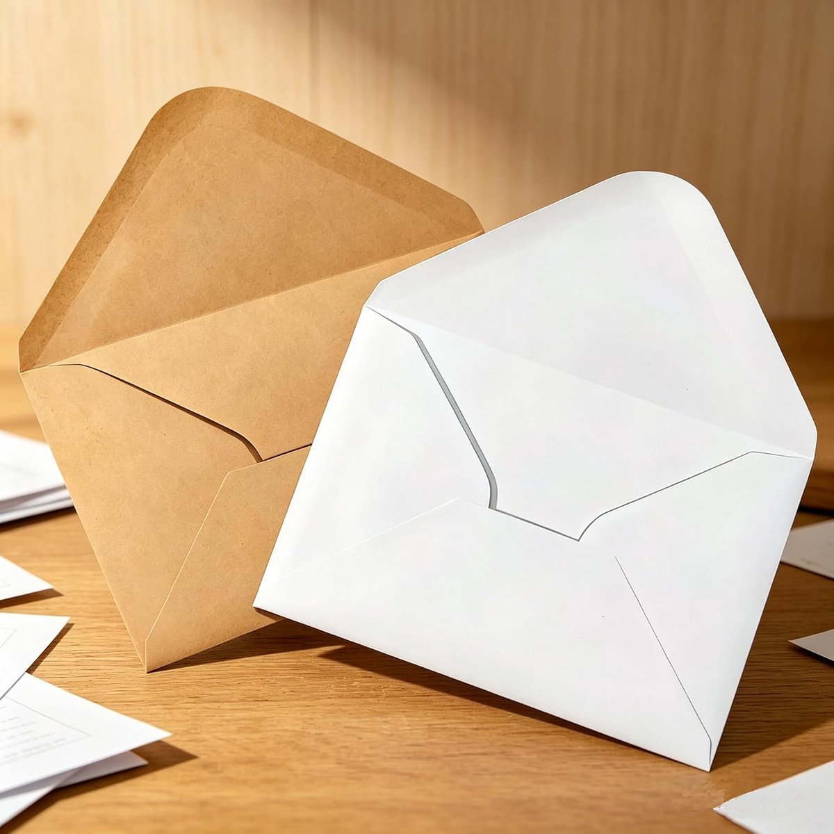 Enveloppen C6 11 x 16 cm - wit en kraft papier - zonder venster - perfect voor kaarten - ShopVlot