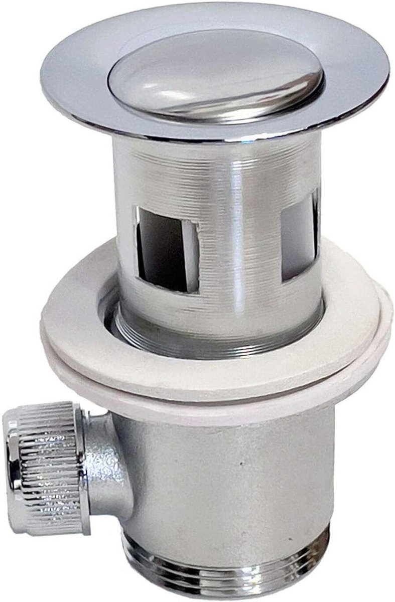 Afvoer fitting wastafel sifon afsluitplug excenter02 - chroom messing - geschikt voor 1 1/4 inch - ShopVlot