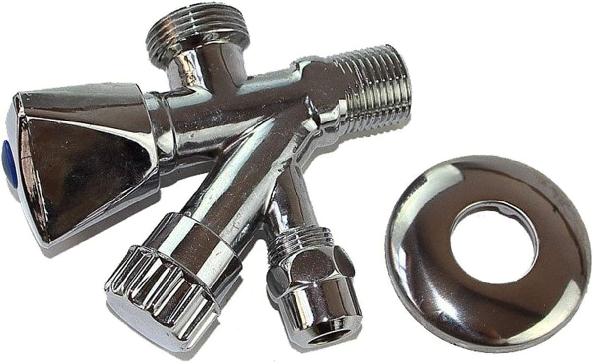 Hoekregelventiel 1/2 inch - verchroomd messing - 3/4 inch aansluiting onder - ideaal voor waterbeheer - ShopVlot
