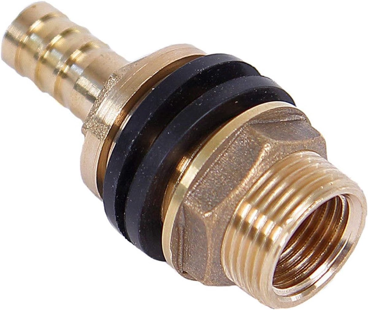 Tankschroefverbinding 14 mm - messing slangtule - 1/2 inch binnendraad - ideaal voor regentonverbinding - ShopVlot