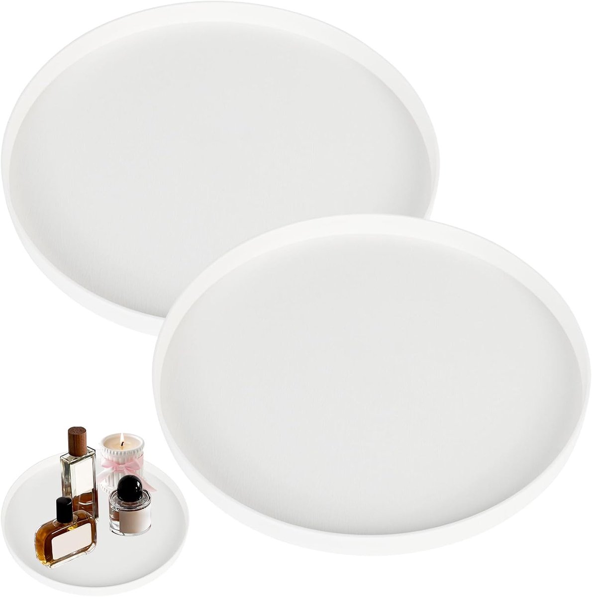 Decoratieve schaal set van 2 - Rond 30 cm - Robuuste PP kunststof - Geschikt voor kaarsen en cosmetica - ShopVlot