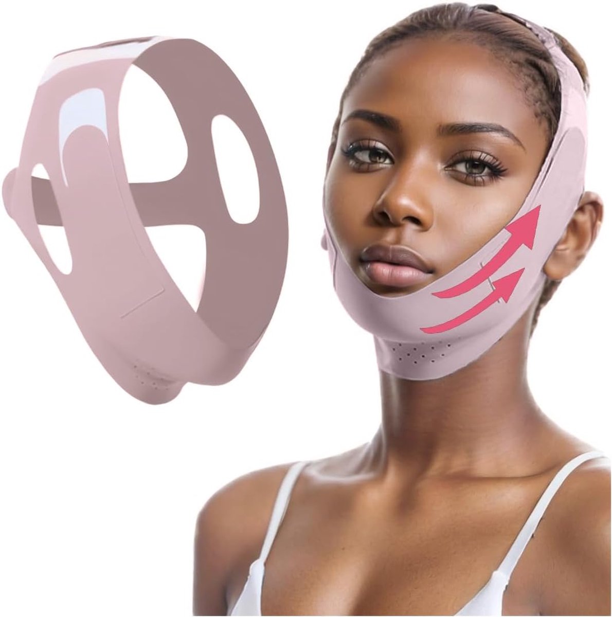 Chin Strap V-vorm - Lichtroze - Gezichtsversteviging - Vermindert een dubbele kin - ShopVlot