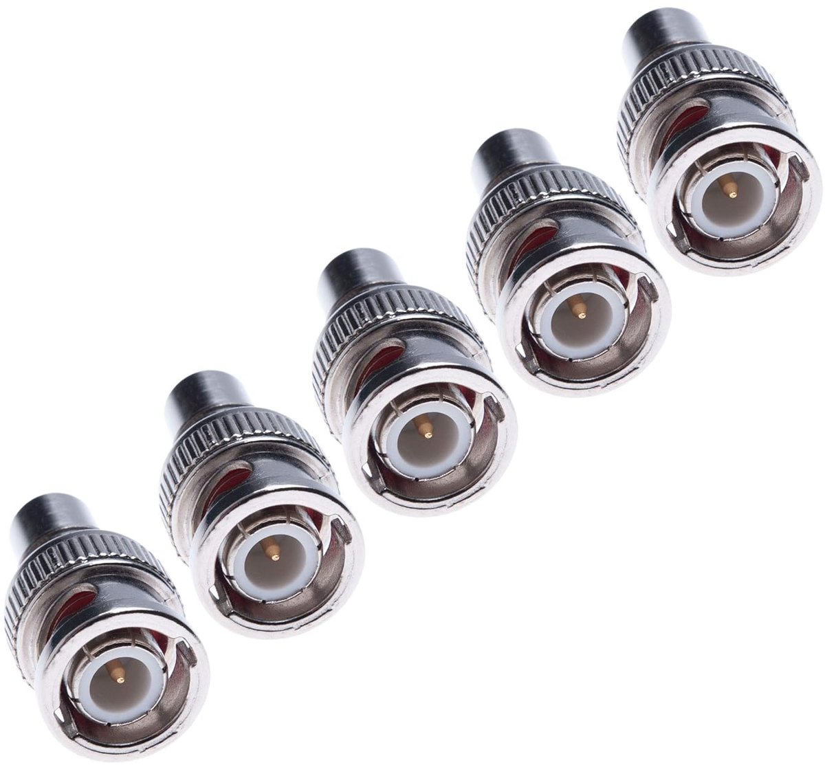 BNC CCTV Crimp Plug Connectoren - 5 stuks - met koper centerpin - ideaal voor beveiligingscamera's - ShopVlot