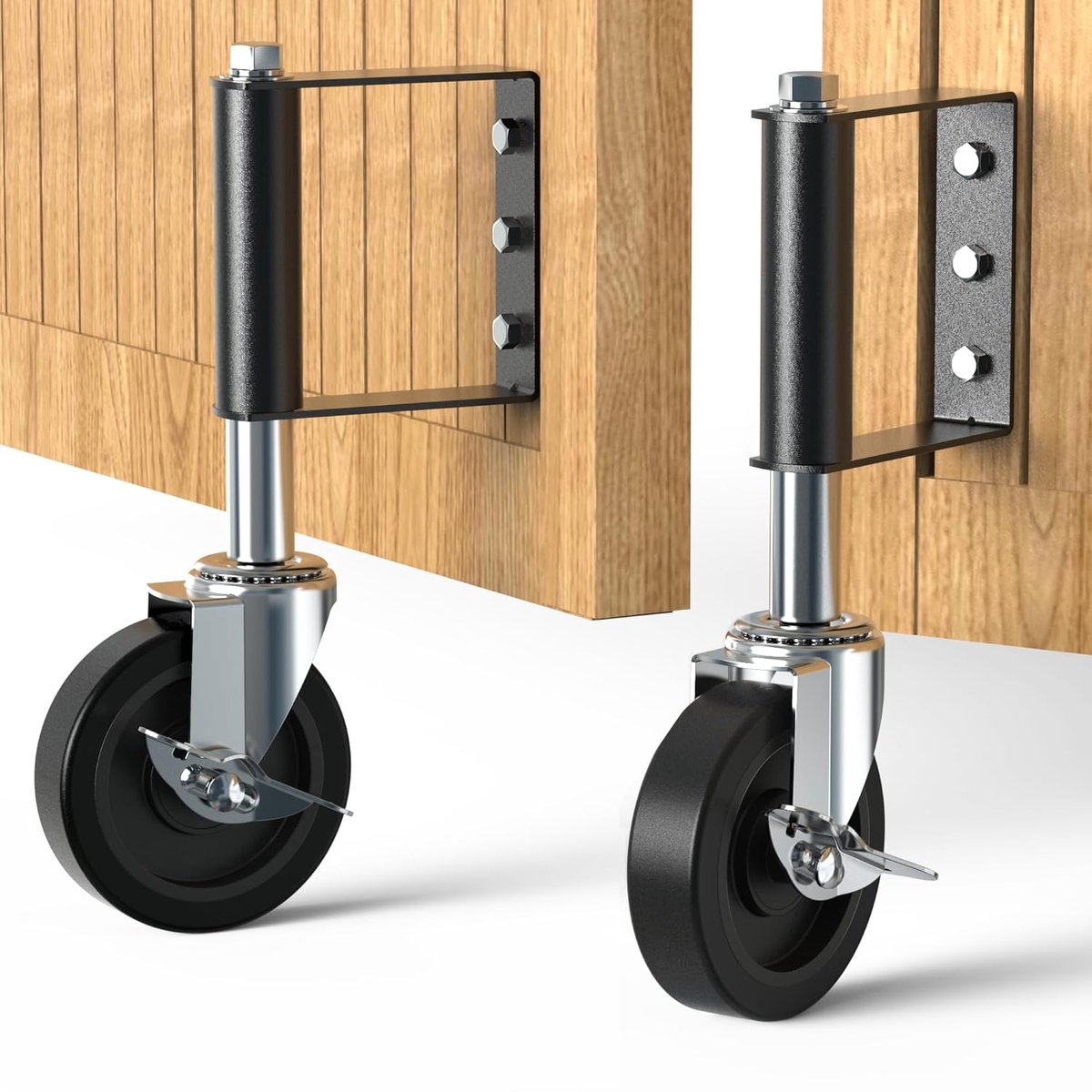 Poortwiel 100 mm - Robuuste uitvoering - Zwart TPR met rem - Ideaal voor hout en hekwerk - ShopVlot