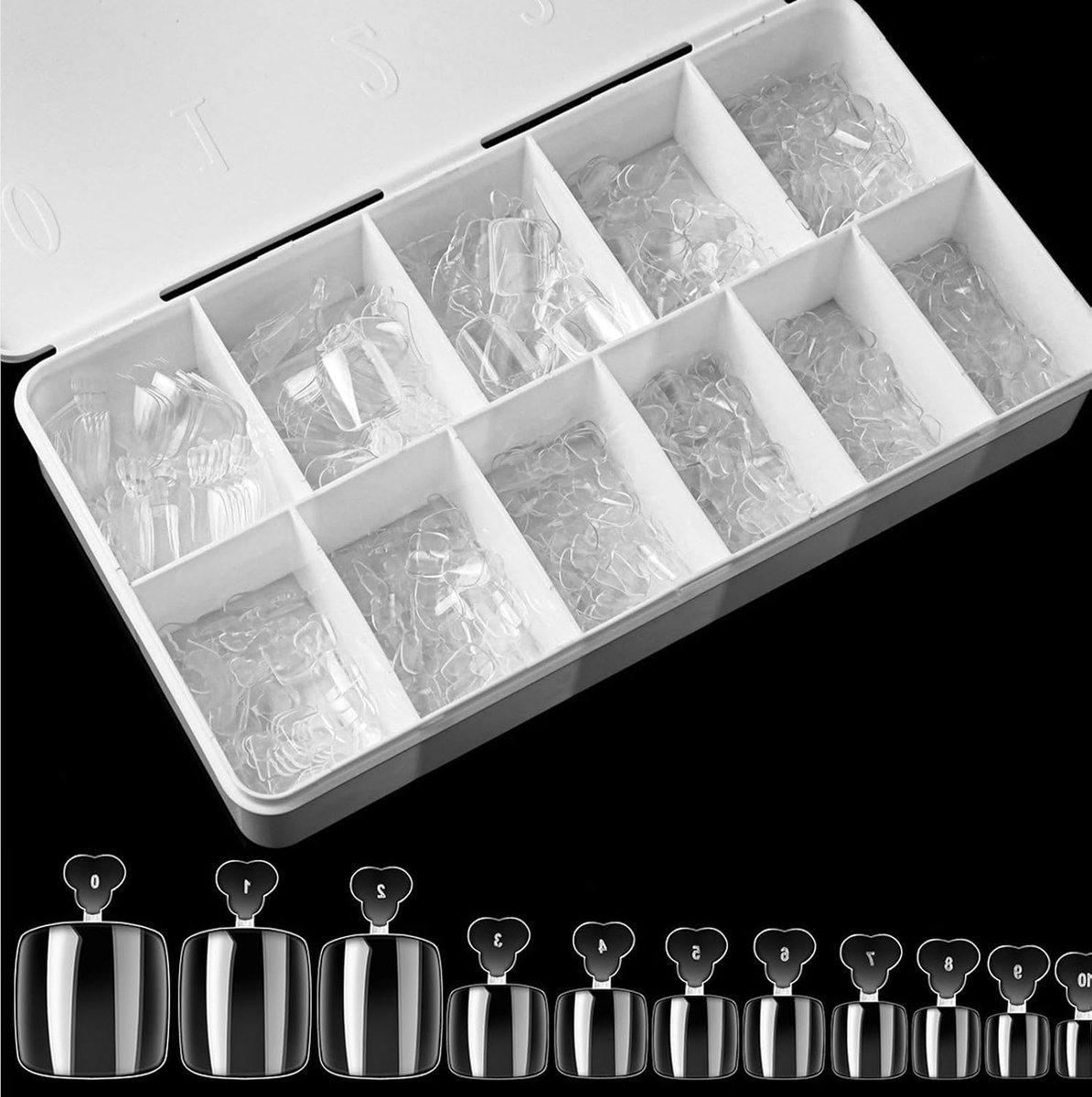 Kunstnagels 550 Stuks - 11 Maten Vierkante Kunstnagels - Volledige Dekking Acryl - Perfect voor DIY Nagelkunst - ShopVlot
