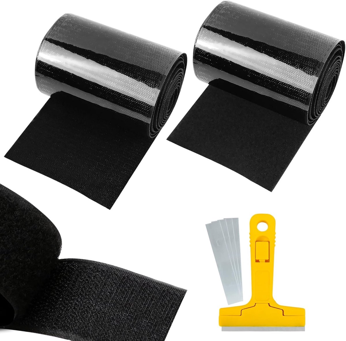 Dubbelzijdige tape 11 cm x 2 m - sterke klittenband - met schraper - ideaal voor het bevestigen van kussens en tapijten - ShopVlot