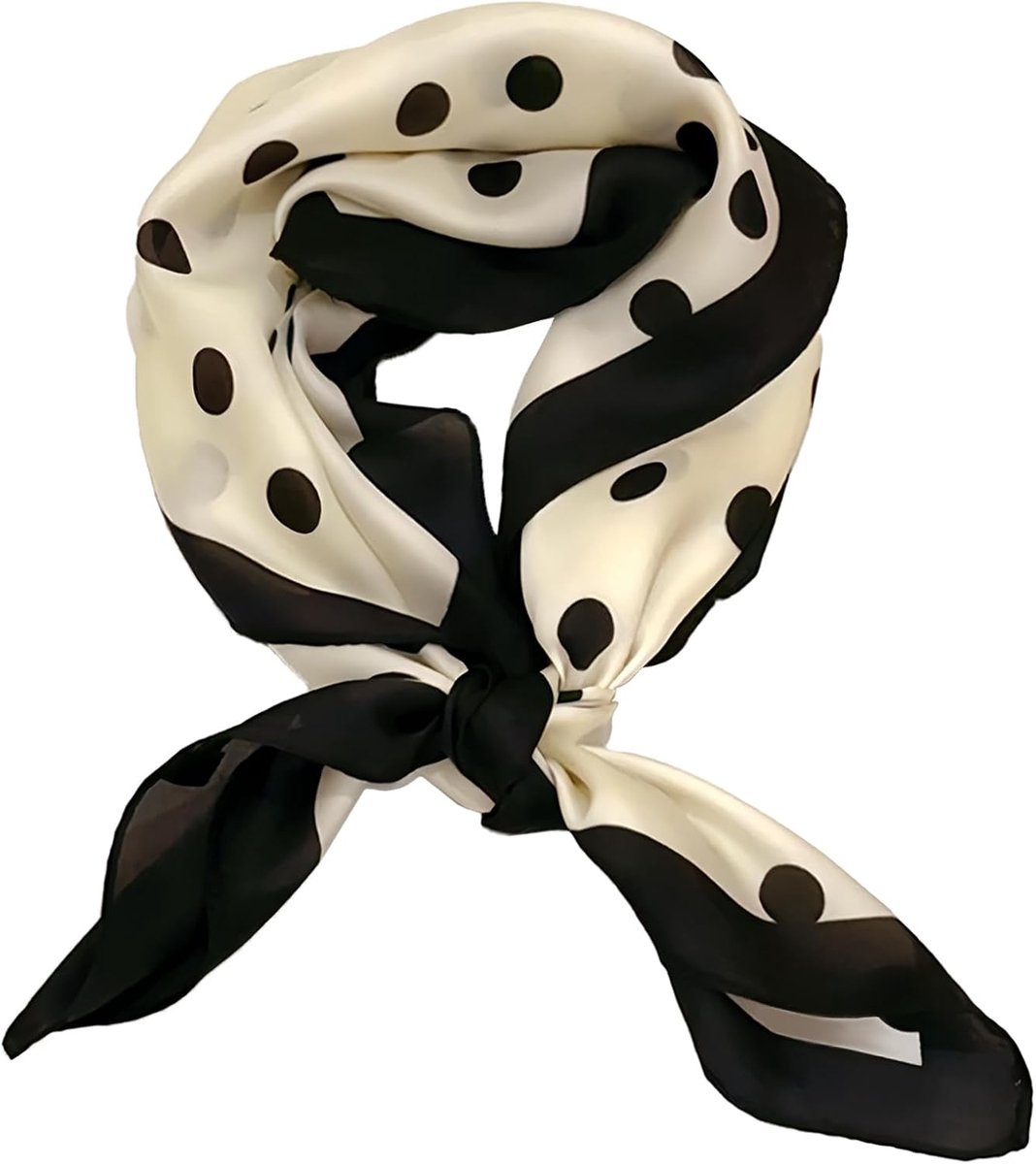 Satin zijde sjaal 70 x 70 cm - zwart-wit - vierkant - stijlvol accessoire voor dames - ShopVlot