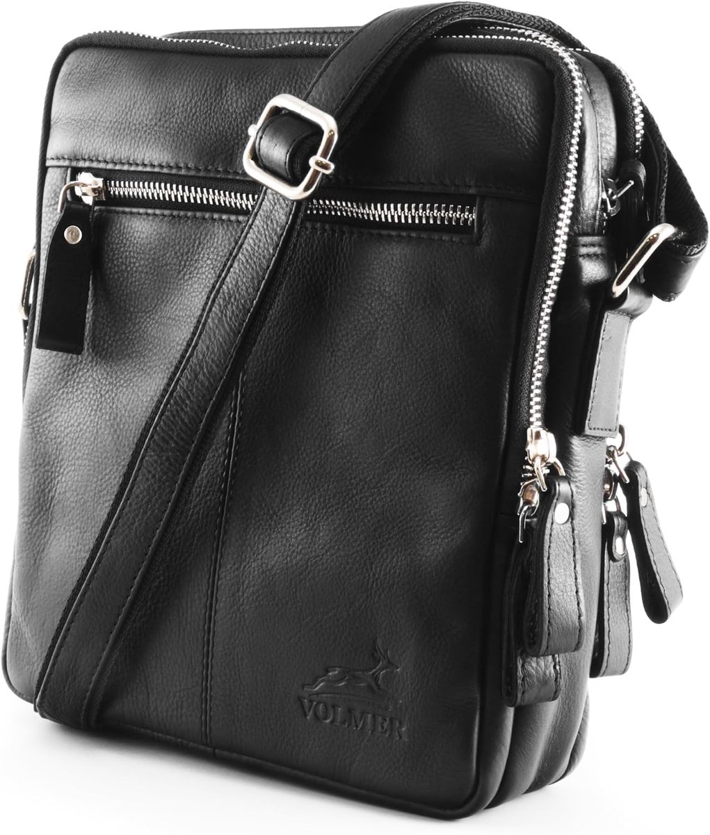 Schoudertas heren klein - leren schoudertas - messenger tas voor 9 inch tablet - ideaal voor kantoor - ShopVlot