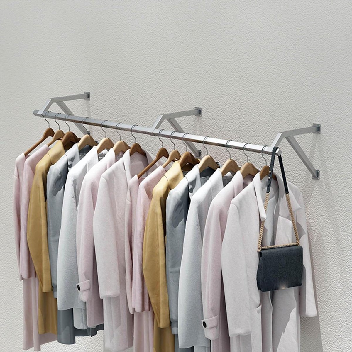 Kledingrek Pijp - Wandrek Kleding - Kleding Organiseren - Industrieel Design - 80cm - Zwart